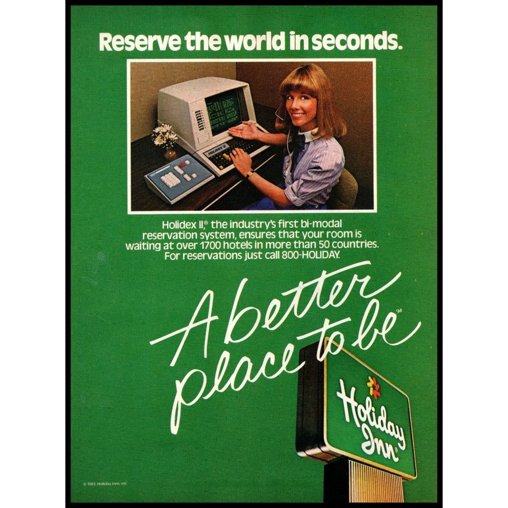 1984 Holiday Inn Hotels Reservation Phone Agent Vintage Print Ad Holidex Photo